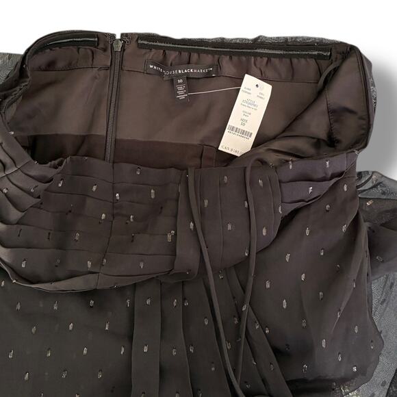 WHBM Dress NWT Size 10 Black Maxi Strapless Metallic Clip Jaquard Whimsigoth - Picture 4 of 7